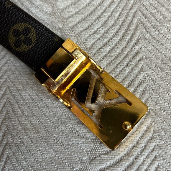 Louis Vuitton Monogram LV Belt - 48” Long (Size 120, M/L) - Gold Logo Buckle - Picture 2 of 10